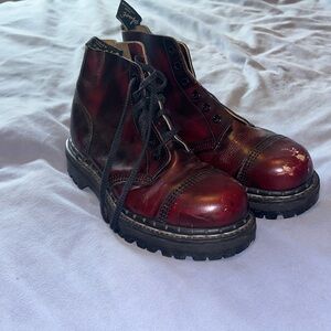 Wine red steel toe lace up Gripfast leather boot